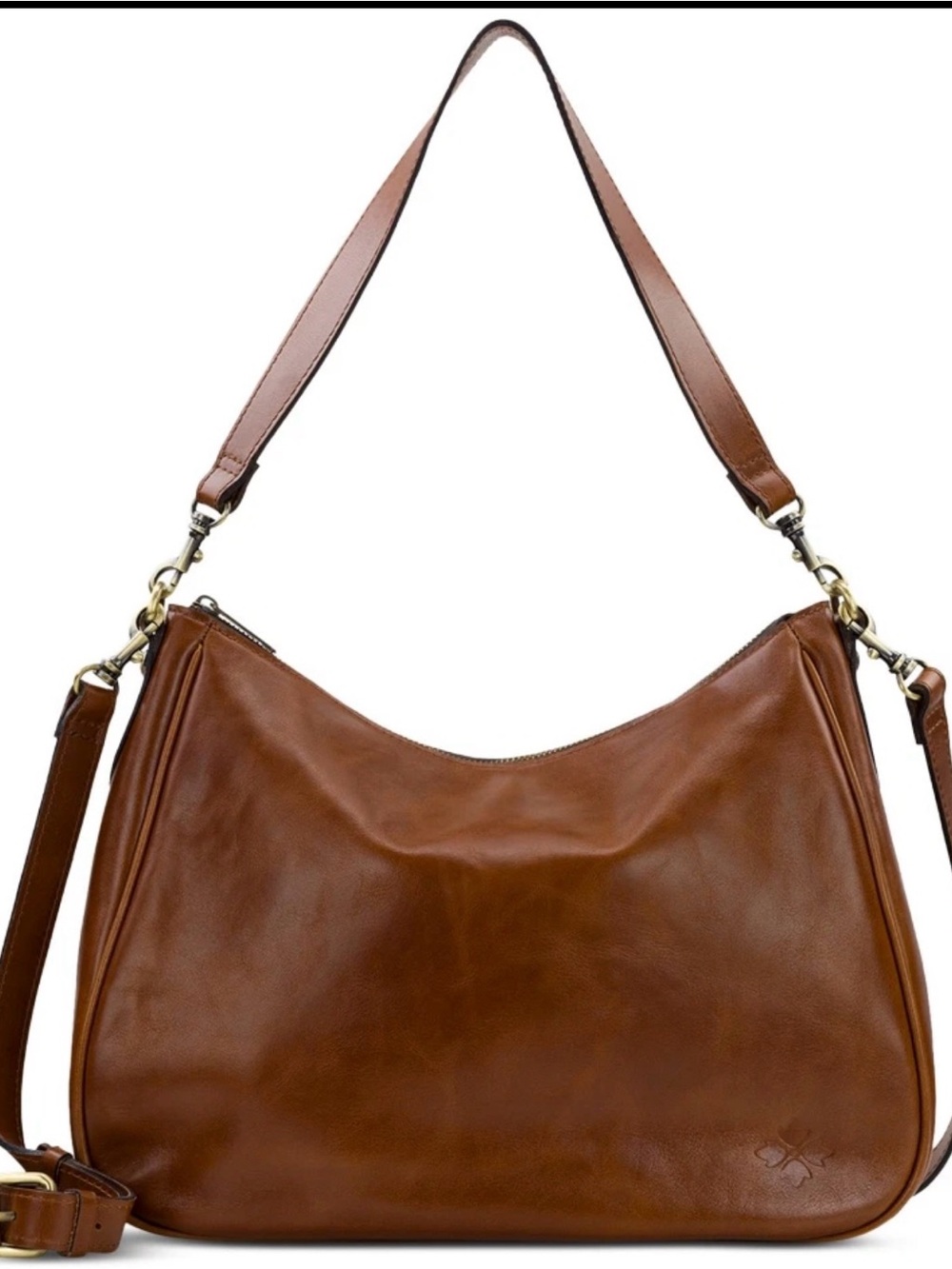 Patricia Nash Athani Cognac Vintage Distressed Leather Shoulder Hobo